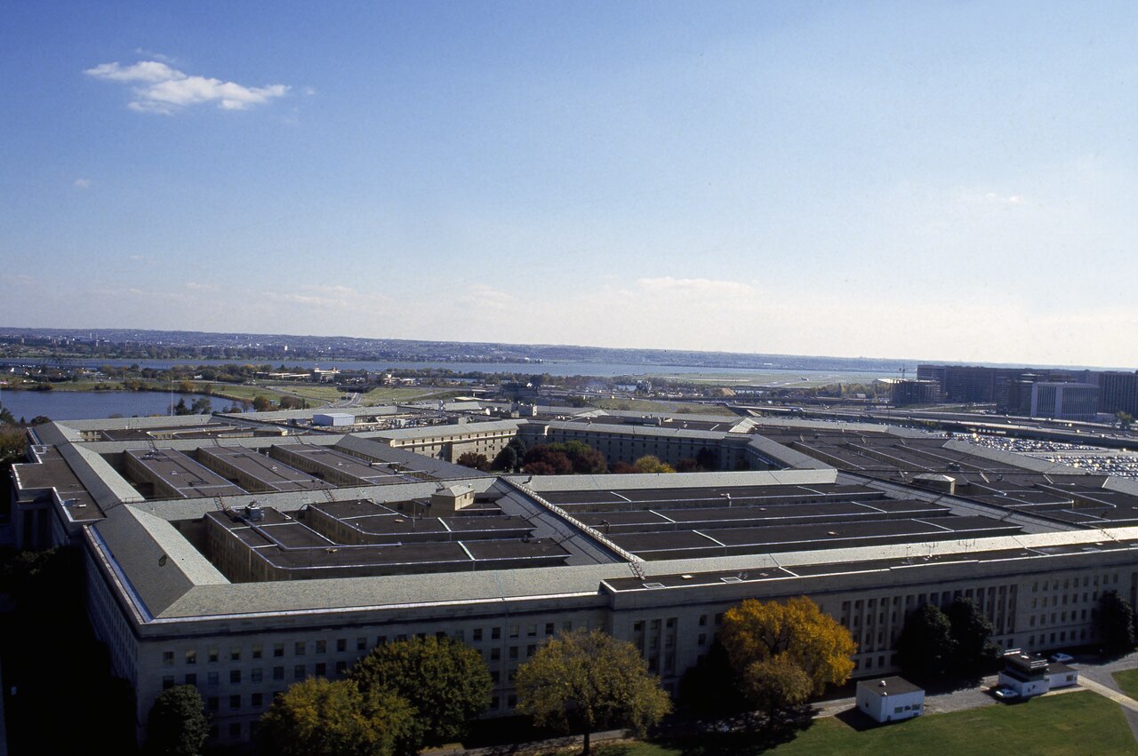 An aerial view of the Pentagon in Arlington, Virginia