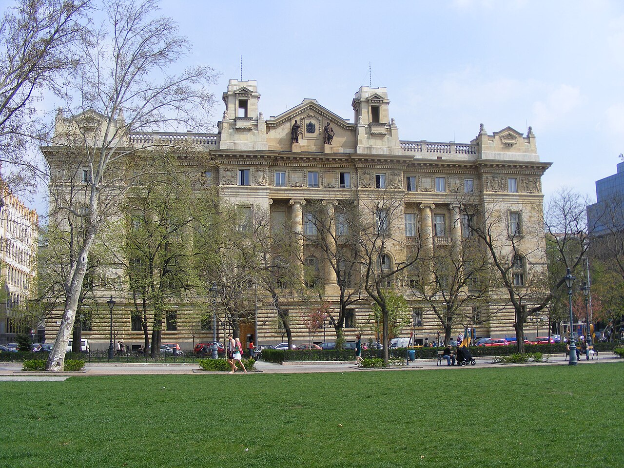 The west front of the Hungarian National Bank building in Budapest