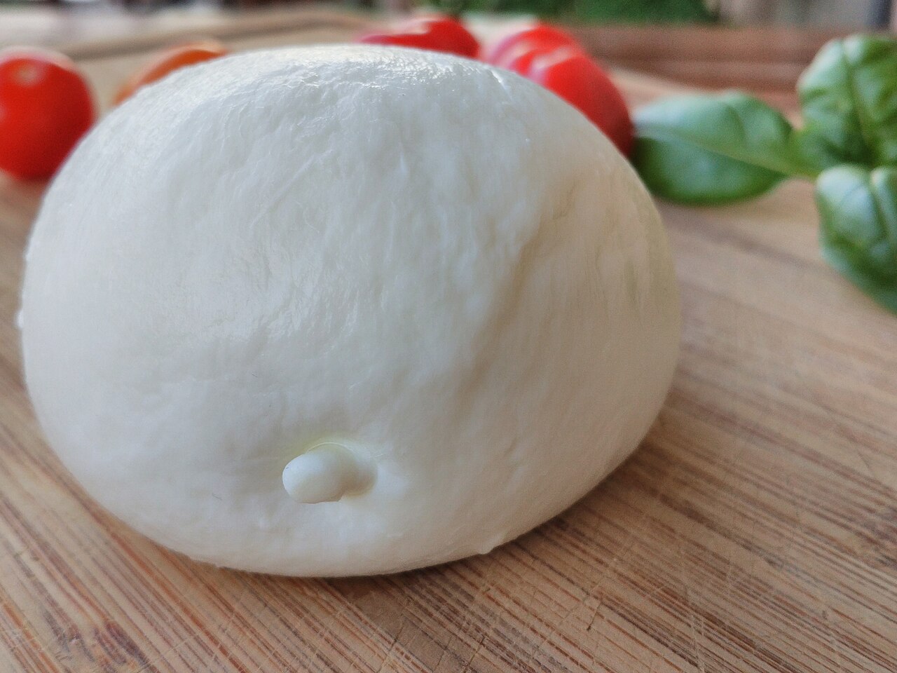 Balls of white buffalo mozzarella cheese