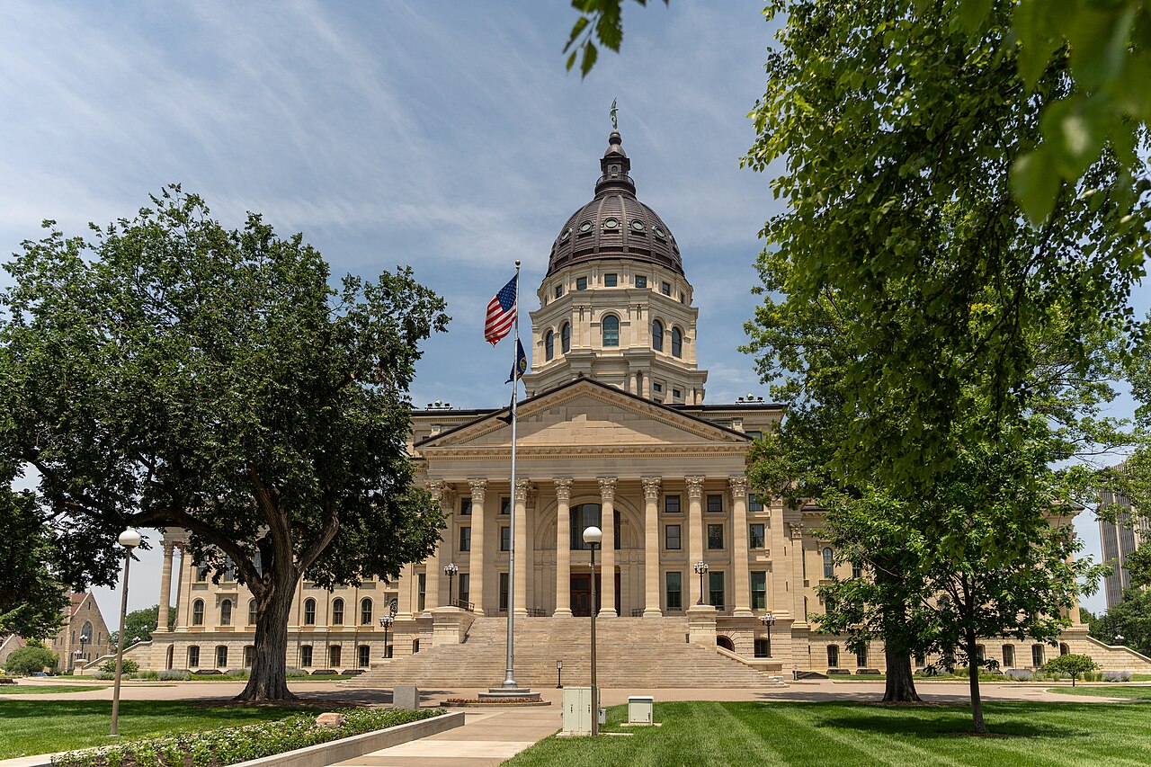 The Kansas State Capitol in Topeka on a summer day