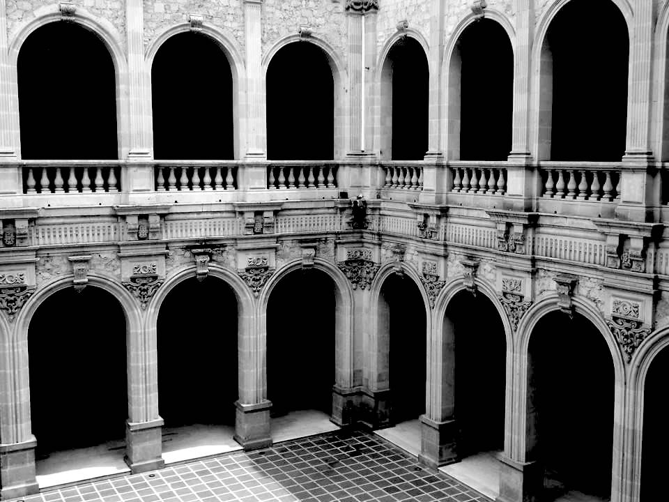 The inner courtyard of the Government Palace in Chihuahua, Mexico