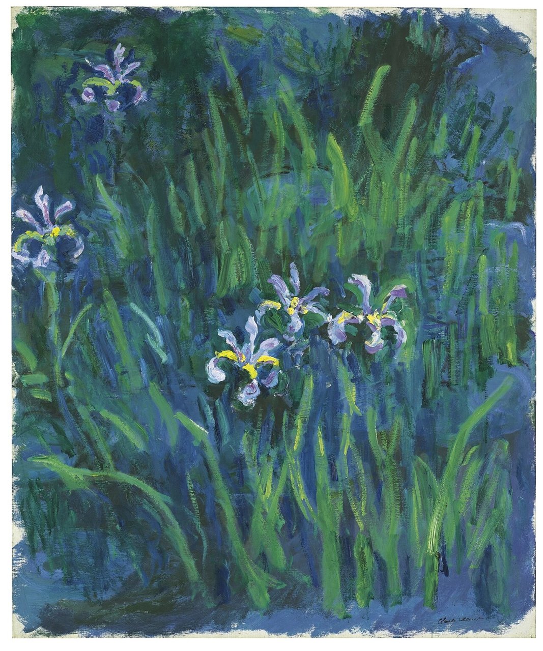 A Claude Monet painting of purple irises