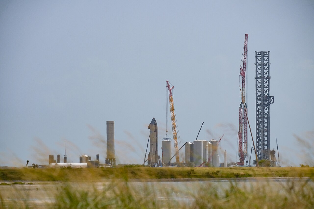 SpaceX's Starbase launch site in South Texas, seen from across the bay