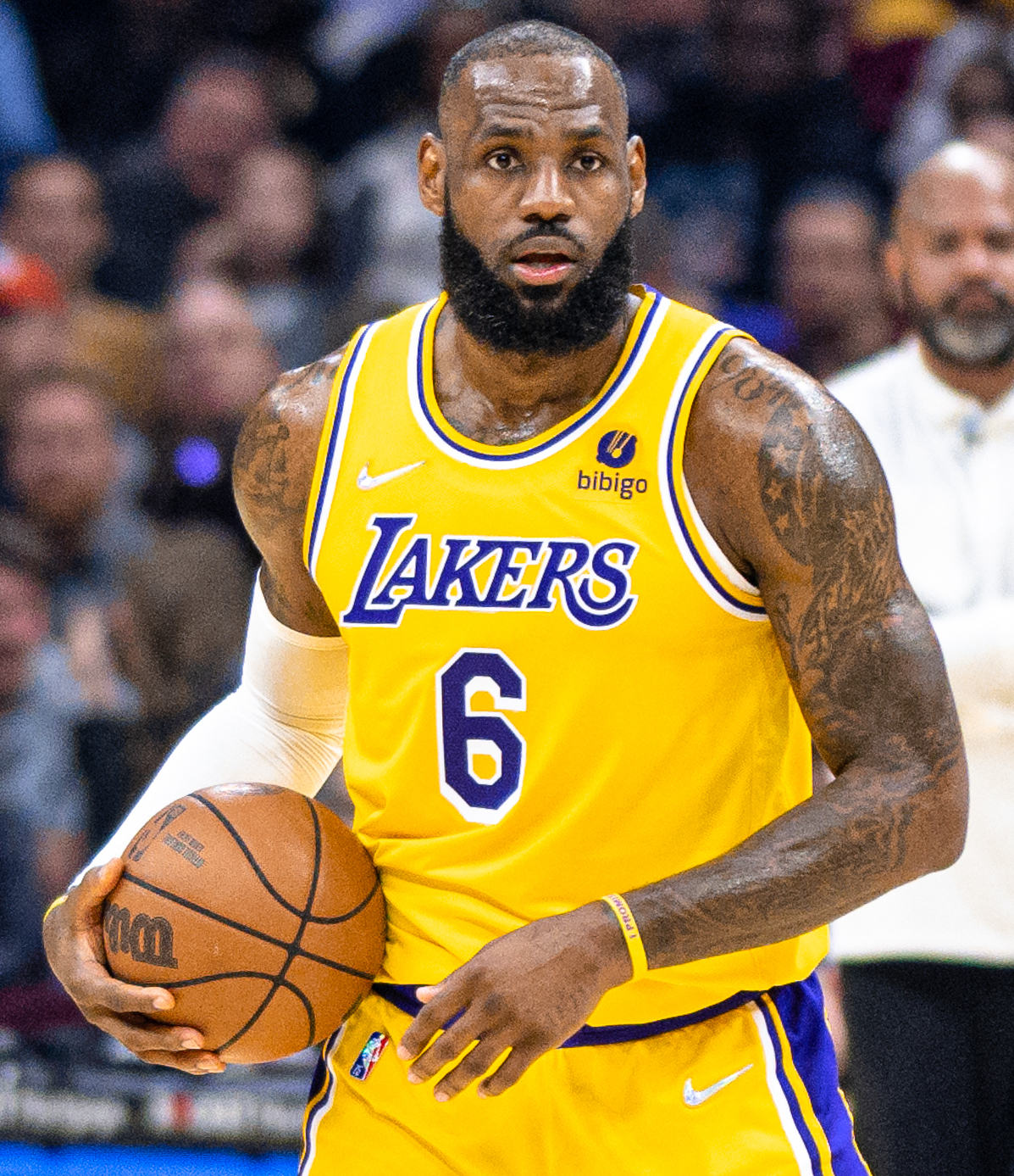 LeBron James on the court during an NBA game