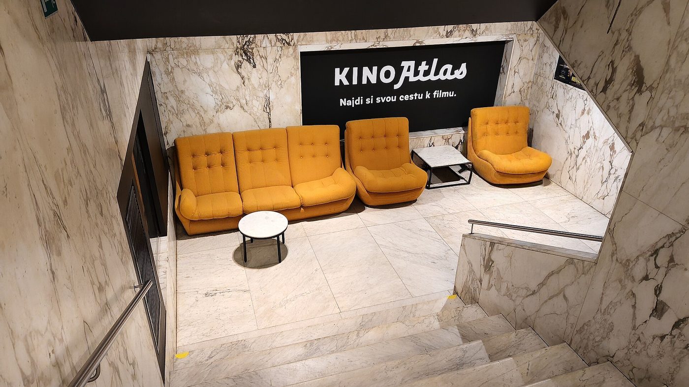 The interior spaces of the Atlas Cinema, located at Ke Štvanici 371/4, 18600 Prague 8 - Karlín
