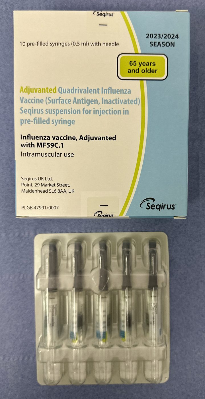 Adjuvanted Quadrivalent Influenza Vaccine (Surface Antigen, Inactivated) Seqirus suspension for injection in pre-filled syringe Influenza vaccine, Adjuvanted wi