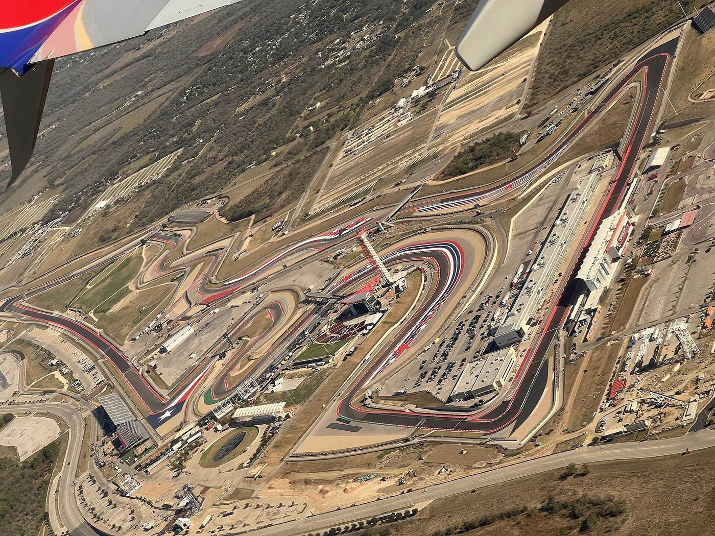 Aerial view of Circuit of the Americas captured out the window of Southwest flight 4430 from AUS to ATL on November 1...