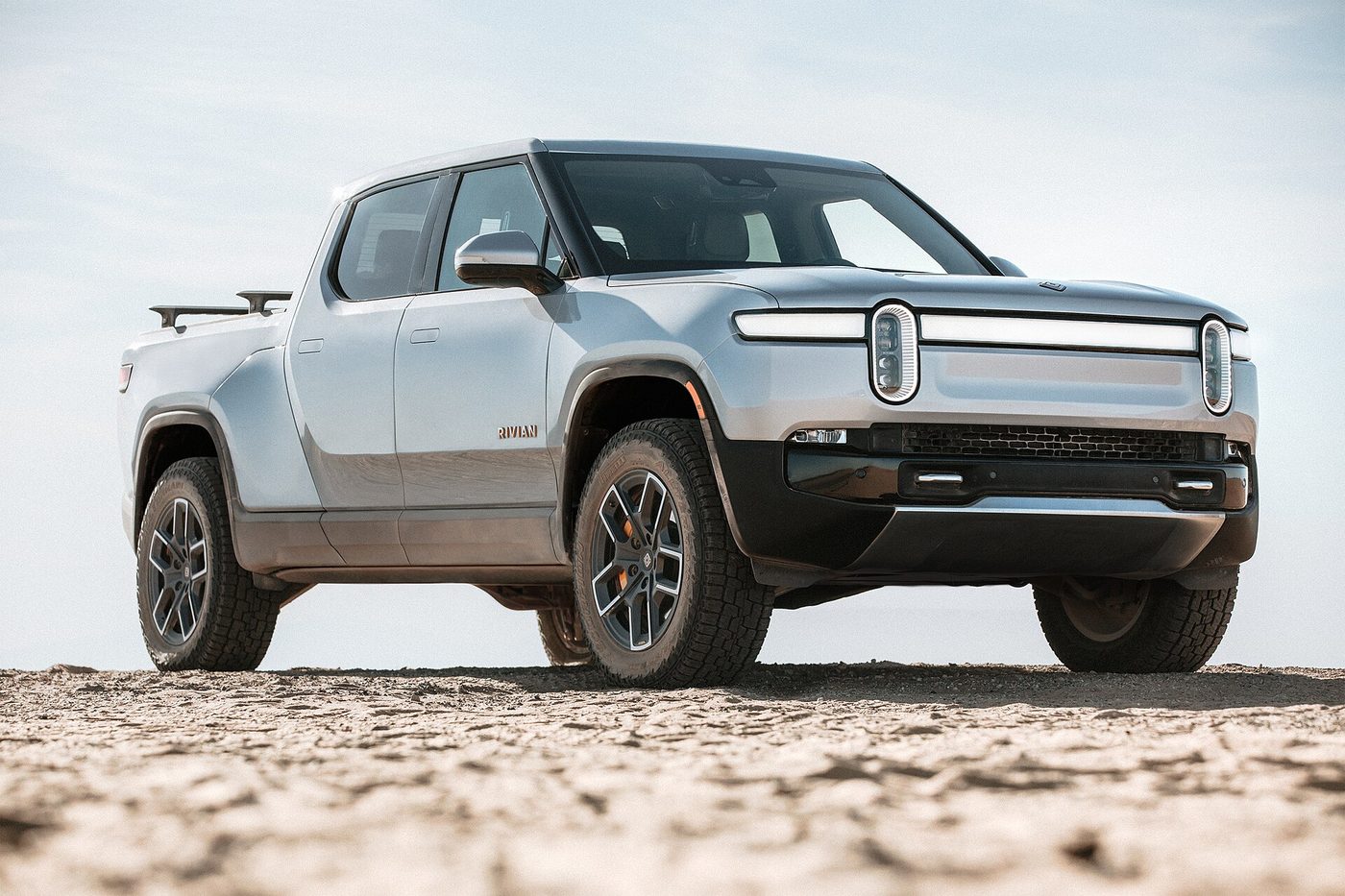 The Rivian R1T, shown here, is the first modern electric pickup to market.
