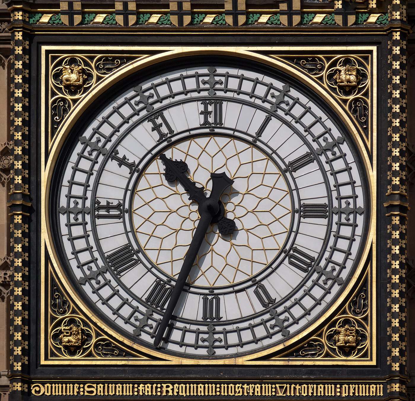 The clock-face of Big Ben (Elizabeth Tower) as it looked in 2009 before being renovated and restored