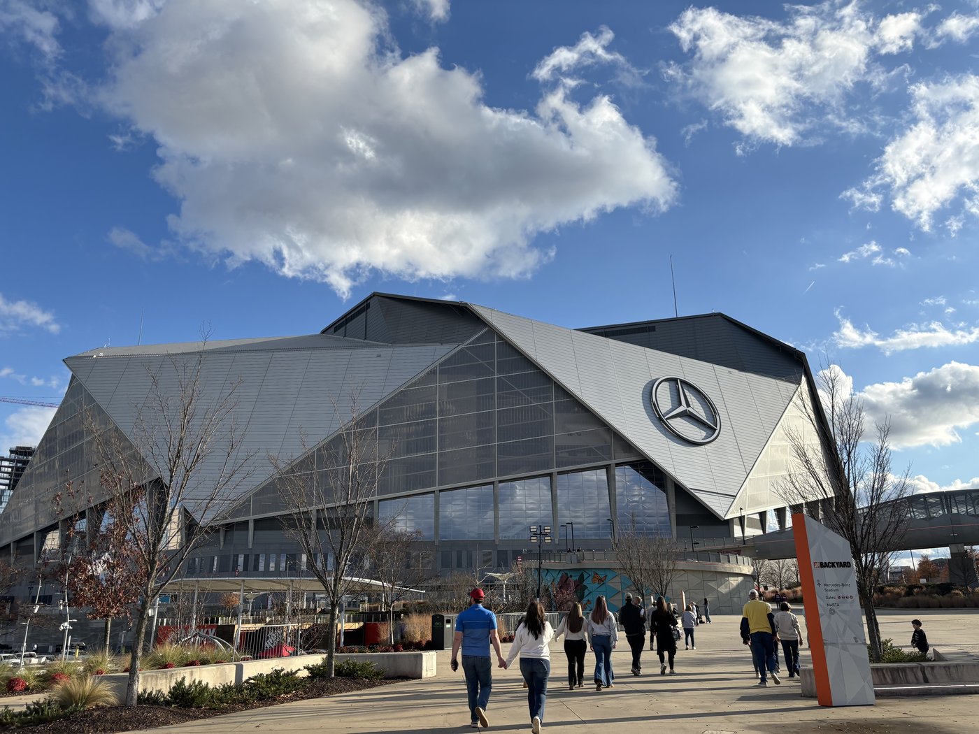 Exterior view of Mercedes-Benz Stadium in Atlanta