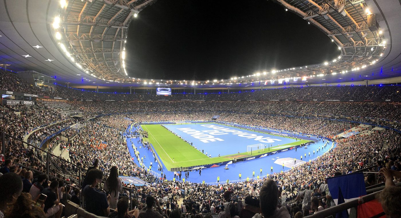 Interior view of Stade de France during a soccer match