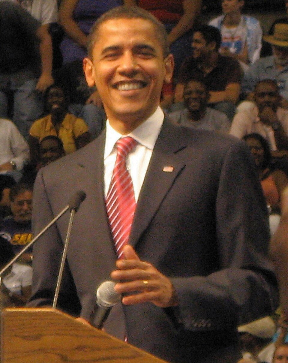 Barack Obama speaking at a campaign rally in Sunrise, Florida