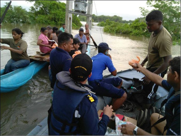 Indian Navy flood relief boat operations in Sri Lanka in 2017