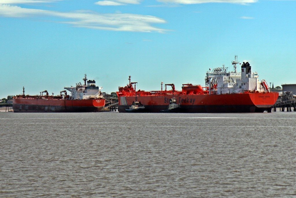 Oil tankers docked at Tranmere Oil Terminal