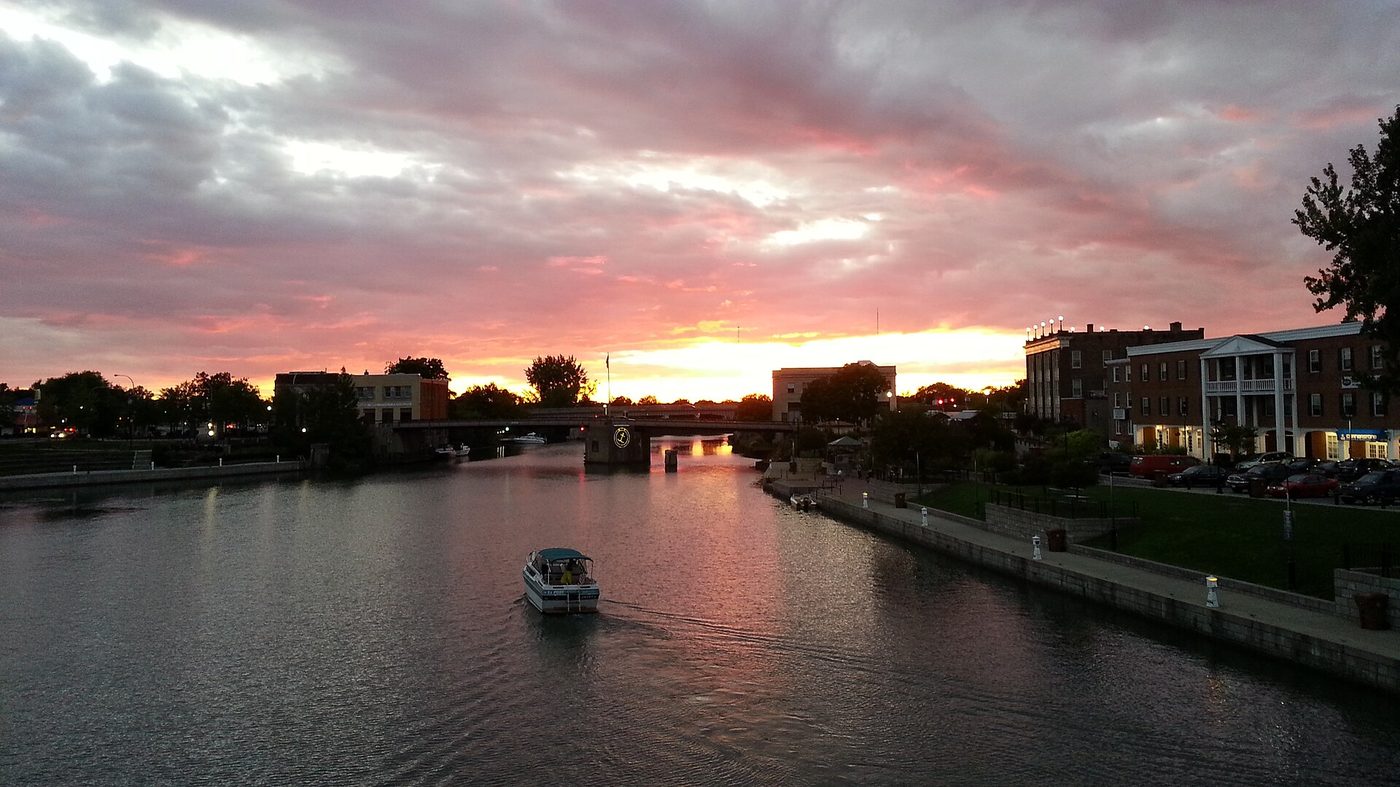 Erie Canal lock or towpath scene