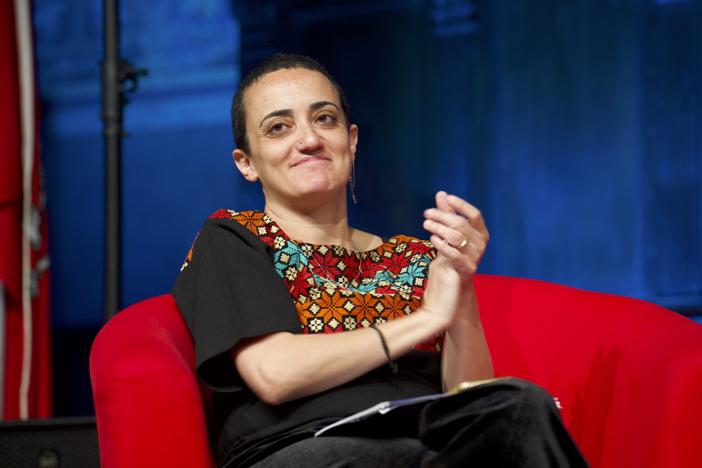 Lina Attalah speaking at the International Journalism Festival in Perugia in 2024