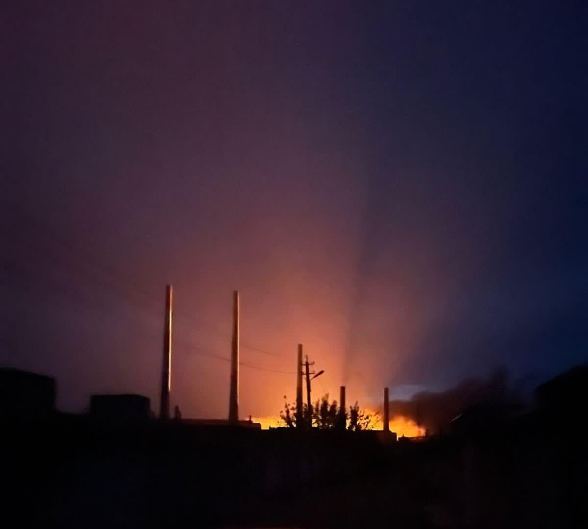Damaged Ukrainian power plant after shelling