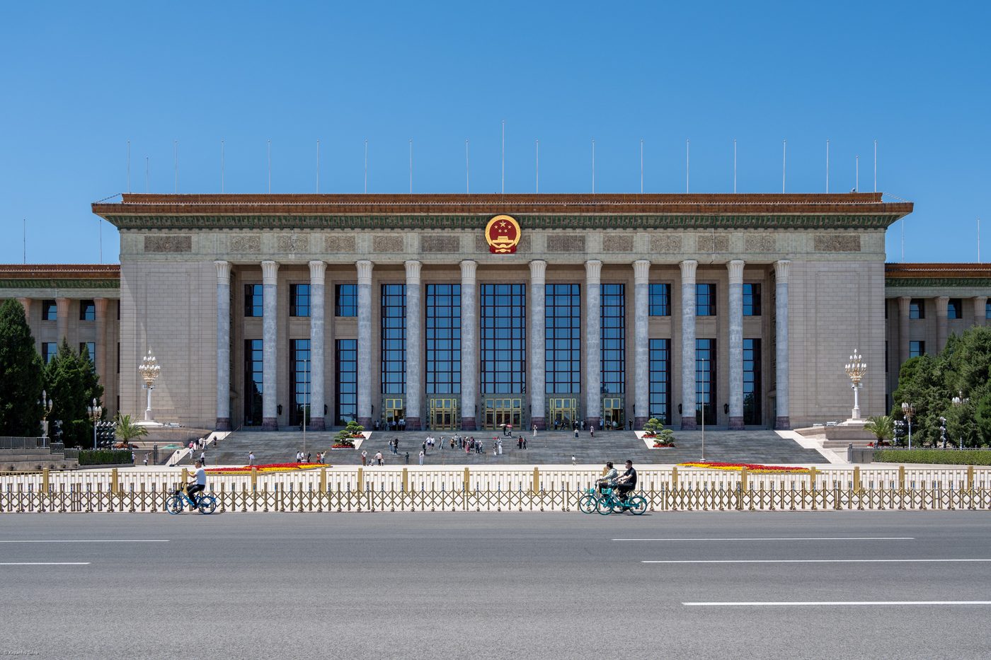The Great Hall of the People in Beijing under a clear sky