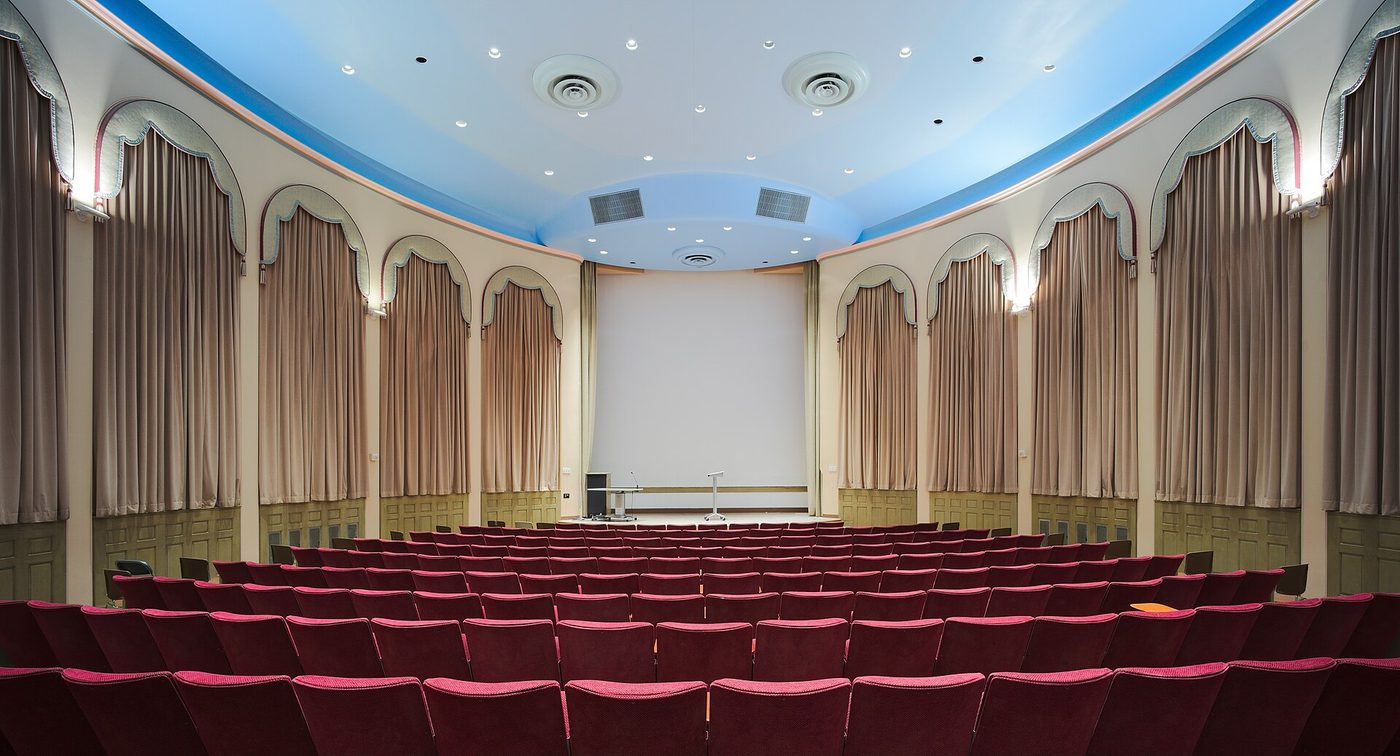 Rows of seats in an auditorium