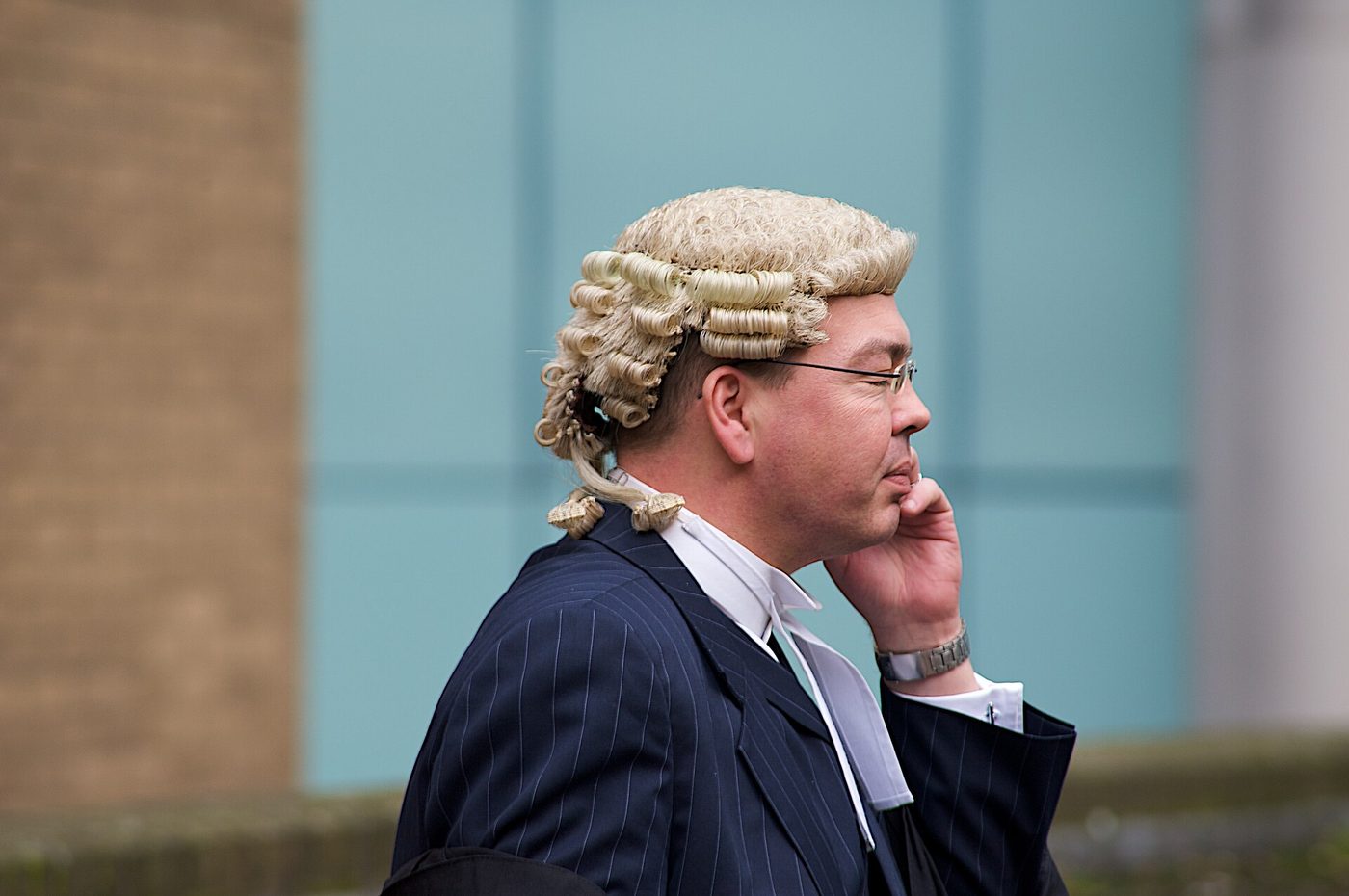 A barrister outside Southwark Crown Court in London