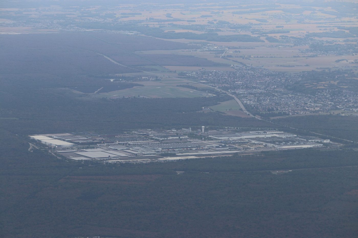 Aerial view of the Stellantis plant in Mulhouse