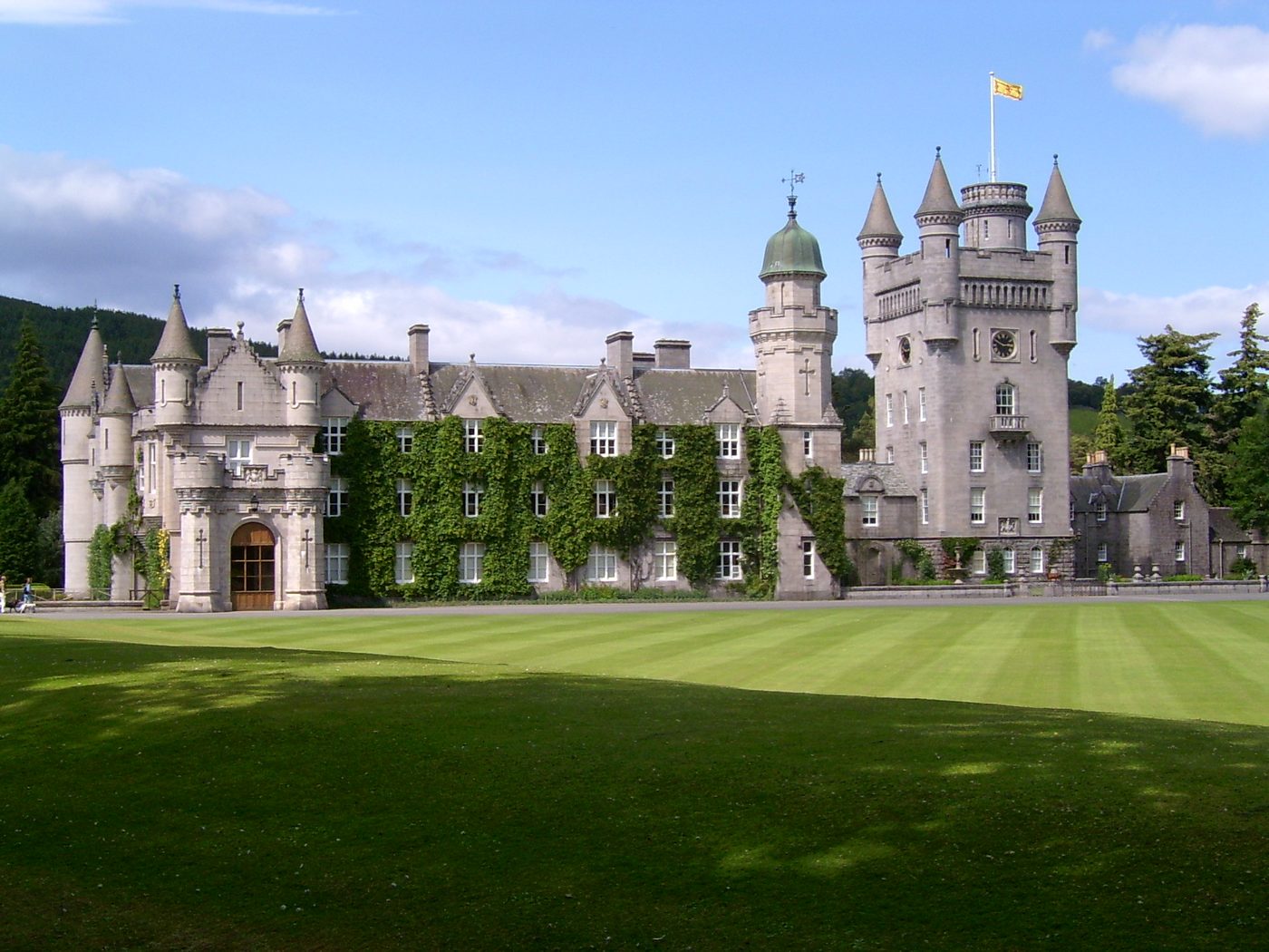 Balmoral Castle behind a wide green lawn