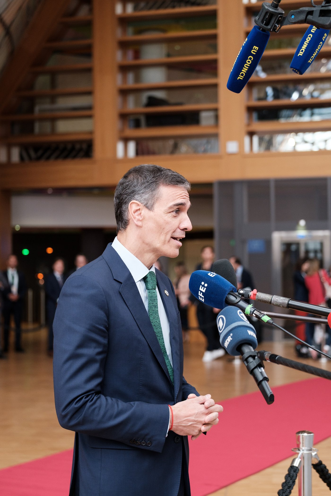 Spanish Prime Minister Pedro Sánchez in a dark suit
